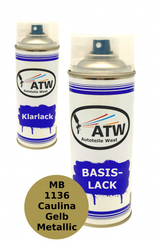 Autolack für Mercedes Benz 1136 Caulina Gelb Metallic +400ml Klarlack Set